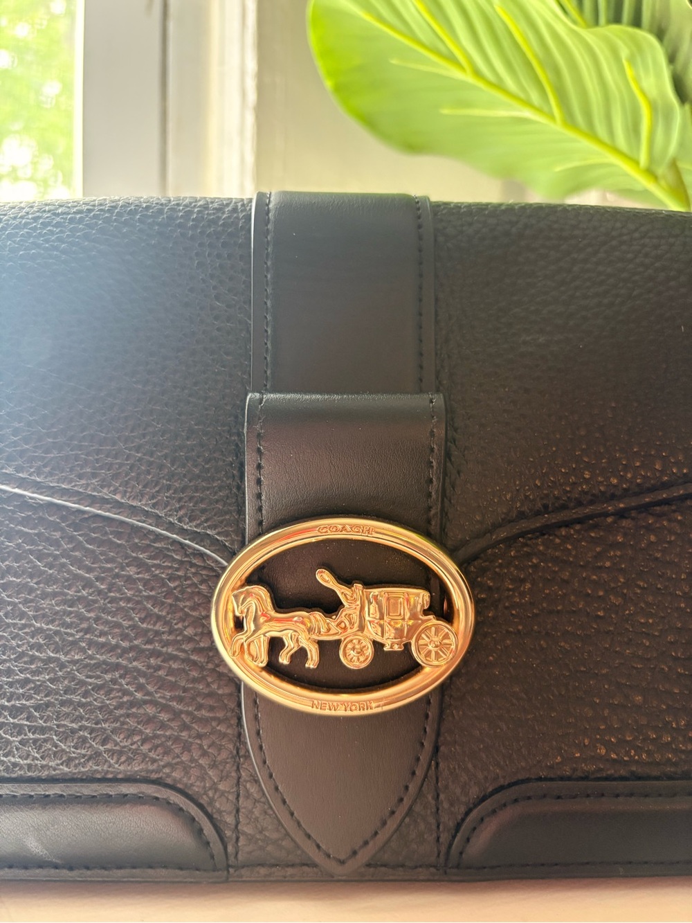 Coach Georgiana in Black Pebble Leather & Gold Hardware - Picture 8 of 9
